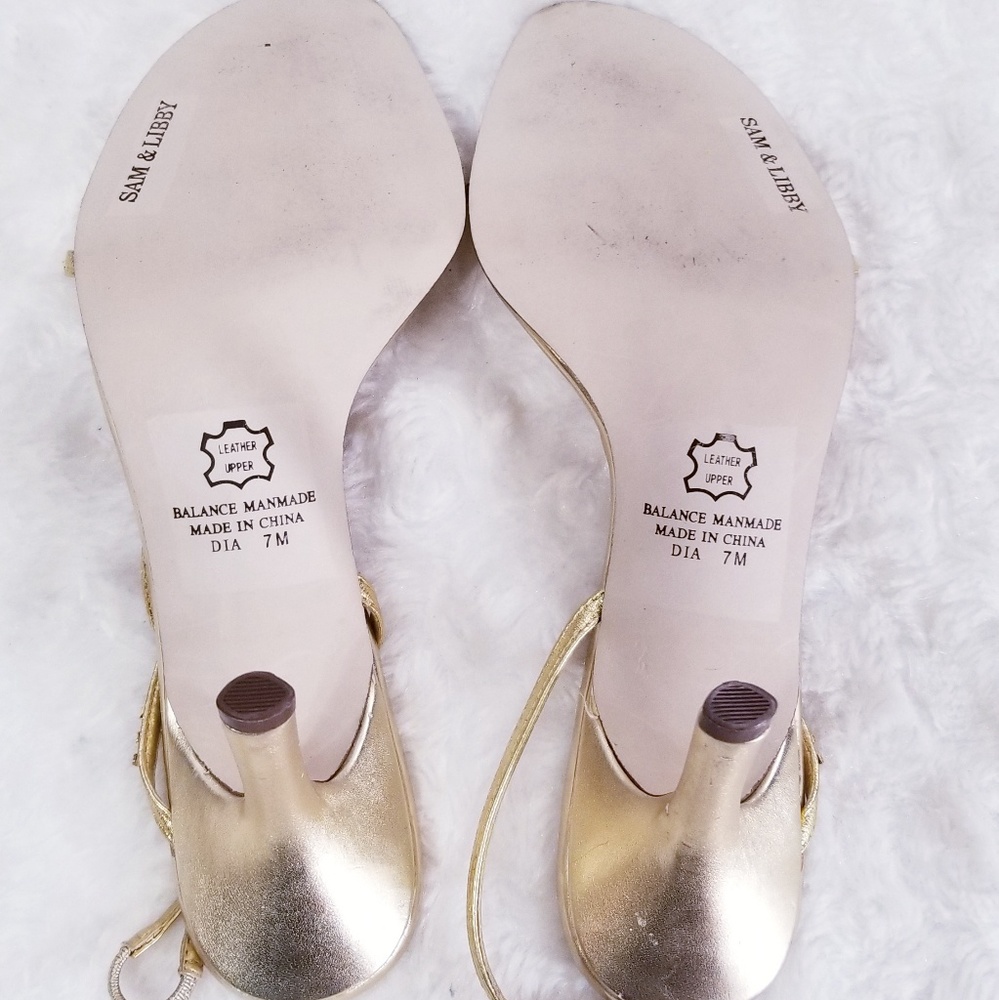 Sam & Libby Rhinestone Gold Heels - Picture 4 of 6